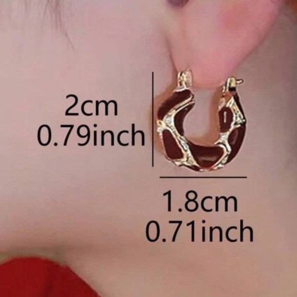 Zara Elegant Gold and Brown Hoop Earrings - Picture 4 of 4